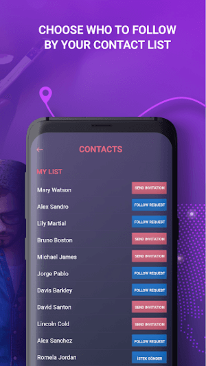 Chọn người bạn muốn theo dõi trong danh sách liên lạc