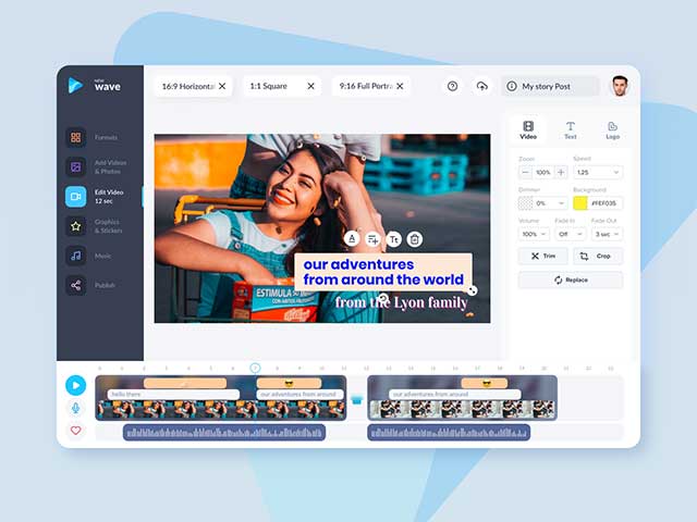Wave.video là ứng dụng làm và chỉnh sửa video trực tuyến cho các trang mạng xã hội