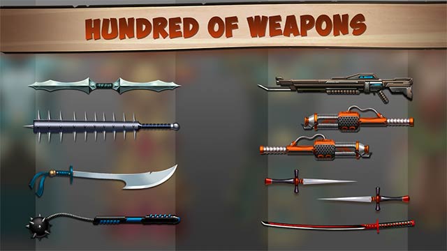 Hàng trăm loại vũ khí để mở khóa trong game Shadow Fight II