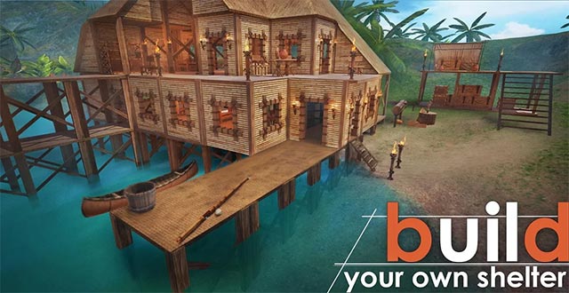 Xây nhà để làm nơi trú ẩn an toàn trong Survival Island: EVO game