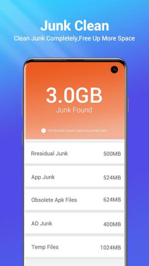 One Booster xóa file rác giúp tăng tốc thiết bị