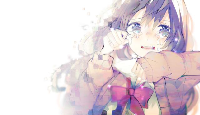 Hình nền anime cô gái đang khóc hết sức đáng yêu