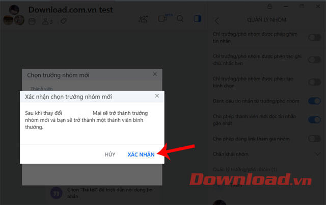 Ấn nút Xác nhận