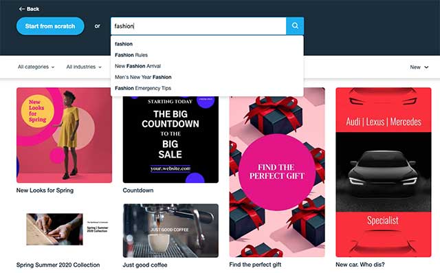 Người dùng có thể lấy cảm hứng từ các video có sẵn trong Vimeo Create