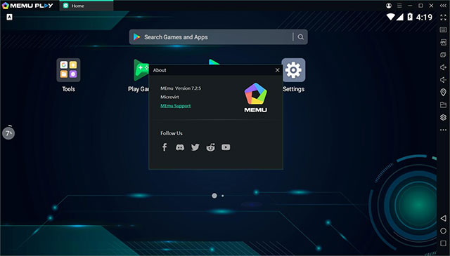 Thay đổi màn hình nền và About trên MEmu