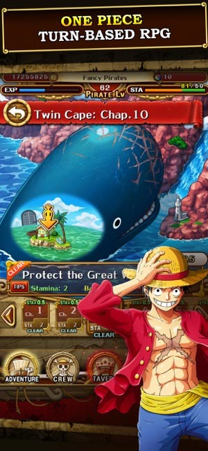 One Piece Treasure Cruise for iOS là game nhập vai theo lượt đặc sắc