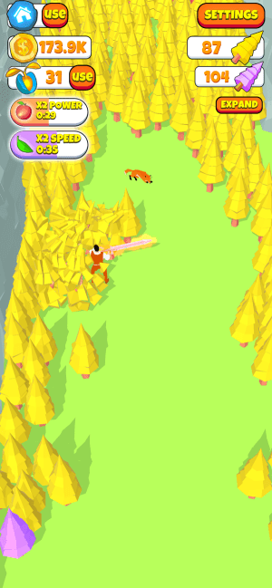 Chặt cây lấy gỗ và bán kiếm tiền trong game Idle Lumberjack 3D
