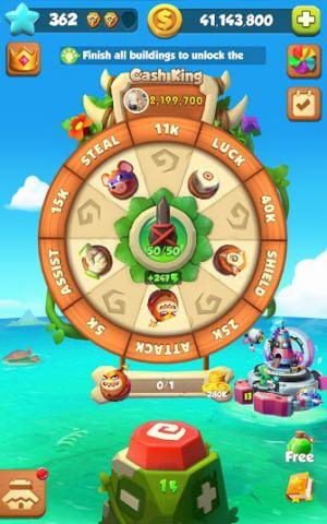 Quay vòng quay may mắn trong Island King 