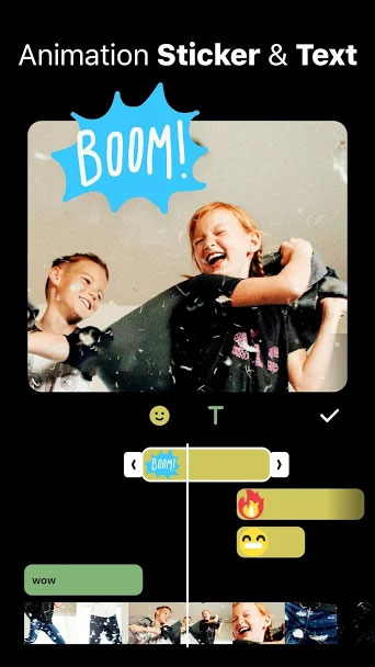 InShot cho phép trang trí video bằng text và sticker động