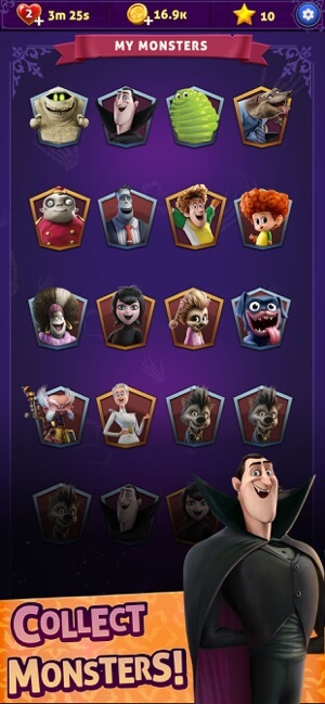 Thu thập các quái vật trong game Hotel Transylvania Blast 
