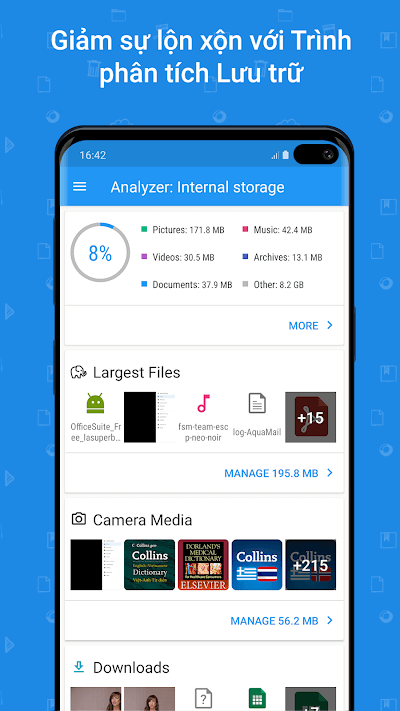 File Commander quản lý dung lượng