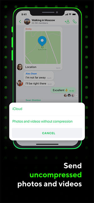 Chia sẻ ảnh, video gốc không nén với ICQ app