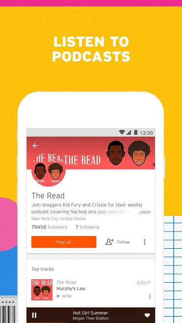 SoundCloud hỗ trợ nhiều thể loại nhạc, bao gồm podcast