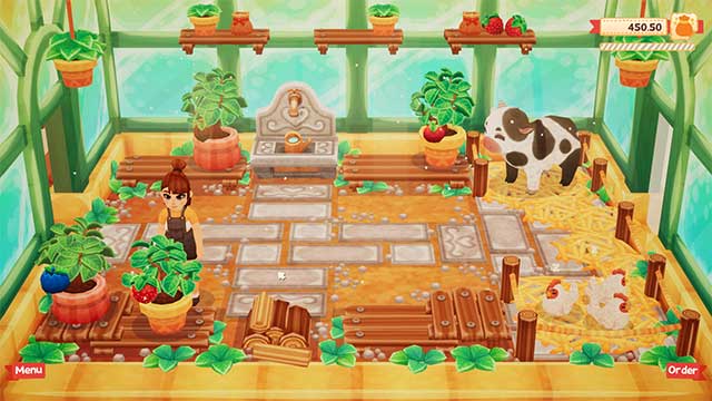 Trồng cây, chăm sóc gà và bò để thu thập sữa tươi, trứng và trái cây