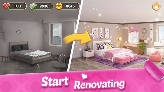 Sửa chữa và xây dựng ngôi nhà mơ ước trong My Home - Design Dreams game