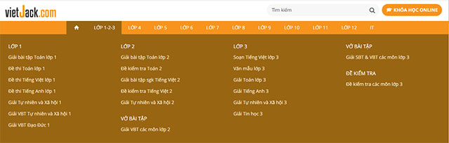 Lựa lựa chọn môn học tập cho tới từng lớp học tập bên trên Vietjack