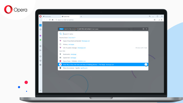 Bổ sung nút Close trên Search Tab và mở rộng không gian làm việc trên Opera 73