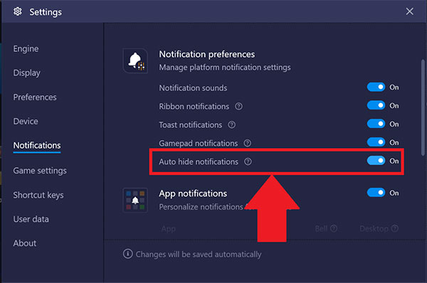 Tự động ẩn thông báo game sau vài giây xuất hiện