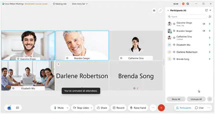Host được quyền tắt mic của thành viên cuộc họp trên Webex Meeting 41.2