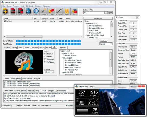 Media Coder hỗ trợ hầu hết các định dạng file video, audio phổ biến hiện nay