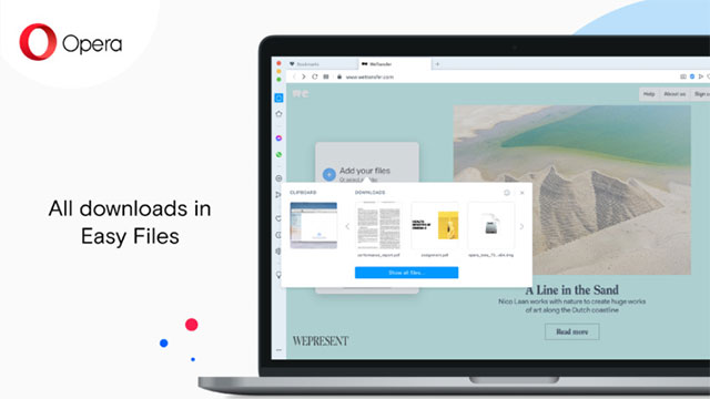 Cải tiến tính năng Easy Files trên Opera 74 để đính kèm file nhanh hơn