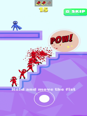 Giữ ngón tay và di chuyển để tiêu diệt kẻ thù trong game Rocket Punch 