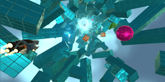 Điều khiển một con tàu vũ trụ phiêu lưu trong không gian trong game Quantum Dash