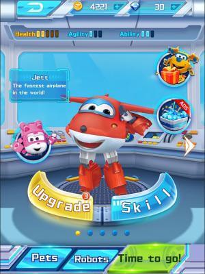 Super Wings Jett Run cho bạn chơi cùng nhiều nhân vật trong Đội bay siêu đẳng