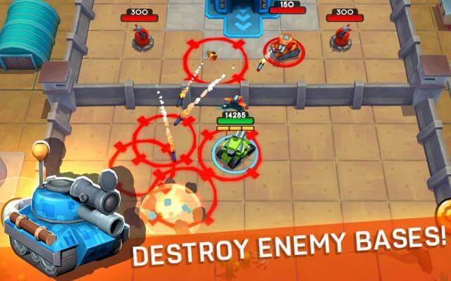 Bắn tăng và phá hủy các căn cứ của kẻ thù trong game Tankhalla