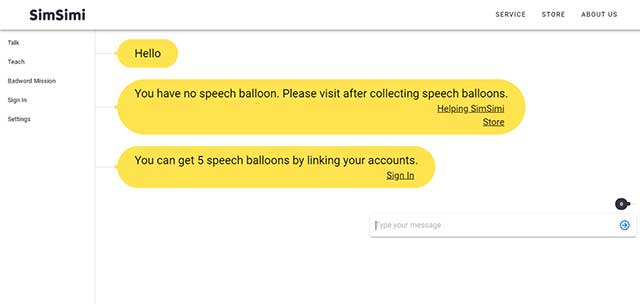 Sau 4 tin nhắn miễn phí, bạn phải đăng ký tài khoản để tiếp tục trò chuyện với SimSimi