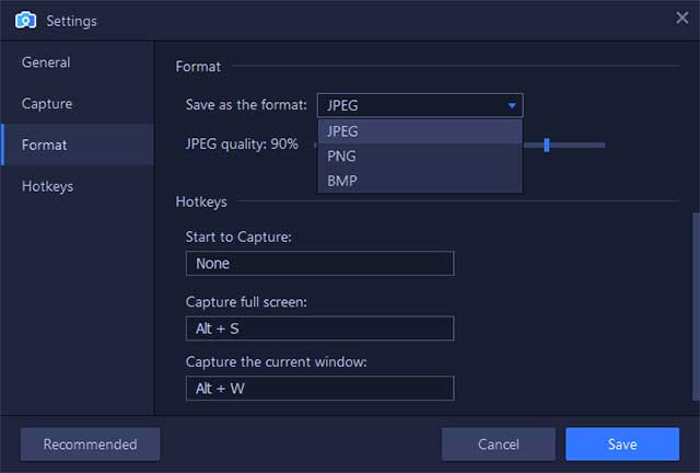 iFun Screenshot hỗ trợ lưu ảnh màn hình thành nhiều định dạng
