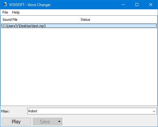 Giao diện trực quan, dễ sử dụng của phần mềm VOVSOFT Voice Changer