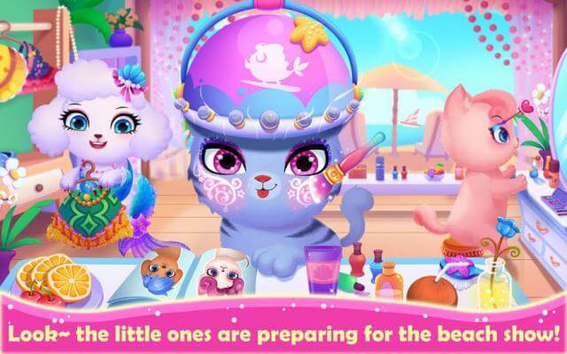 Hãy cùng những con thú dễ thương chuẩn bị cho buổi biểu diễn trong game Talented Pet Beach Show