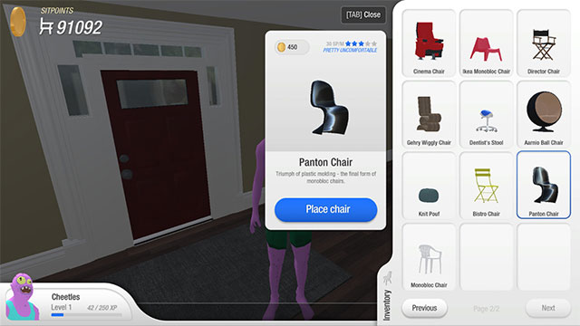 Có rất nhiều loại ghế cho bạn chọn trong game Chair Simulator