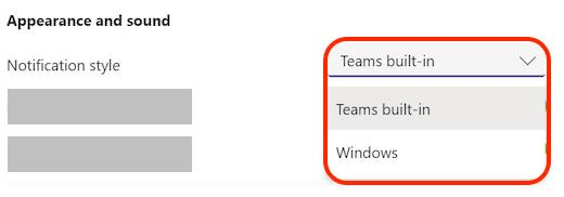 Người dùng có thể chọn 1 trong 2 kiểu thông báo: tích hợp sẵn trong Teams hoặc thông báo trên desktop của Windows