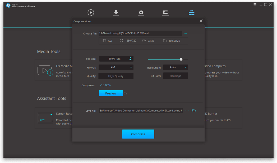 Nén Video với Aimersoft Video Converter Ultimate