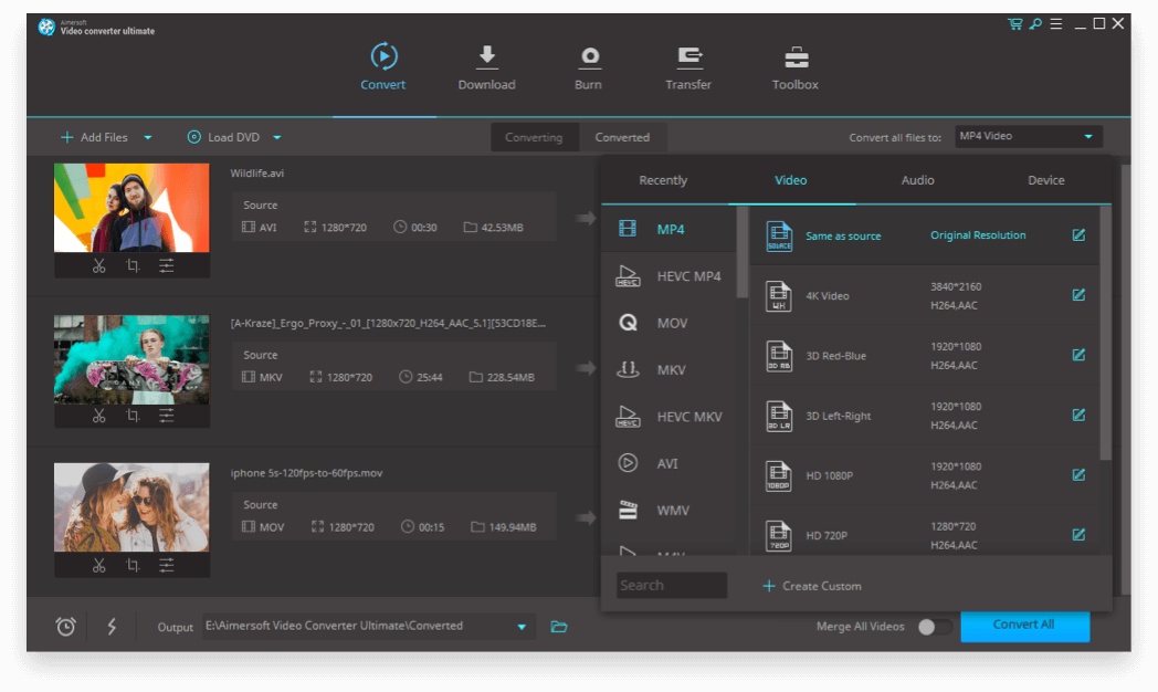 Chuyển định dạng Video với Aimersoft Video Converter Ultimate