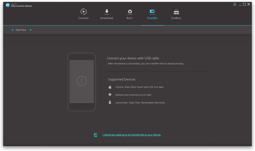 Transfer video Aimersoft Video Converter Ultimate