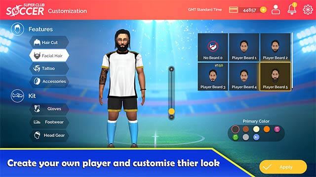 Xây dựng cầu thủ sáng tạo với những công cụ, tùy chọn phong phú trong Super Club Soccer game