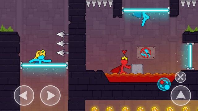 Giúp chàng trai Lửa và cô gái Nước vượt qua các thách thức khác nhau trong game Red And Blue Stickman