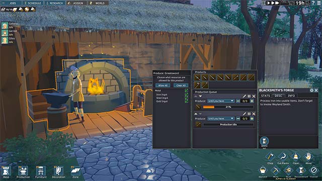 Tập trung chế tạo vũ khí, công cụ trong khi chơi Going Medieval game