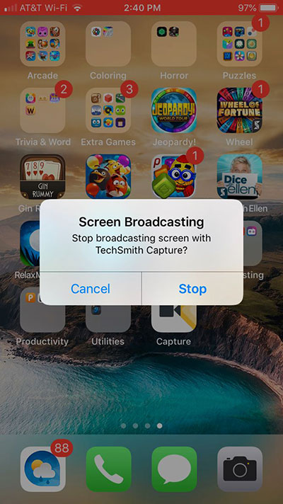 Dừng ghi TechSmith iPhone