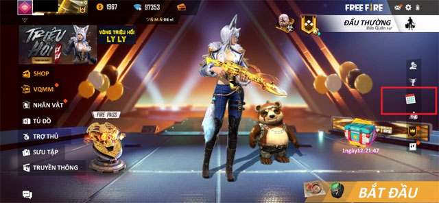 Giao diện sảnh chờ game Garena Free Fire