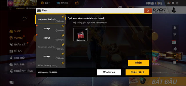Nhận quà game Garena Free Fire