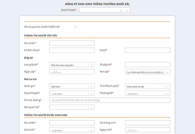 Mẫu đăng ký trực tuyến