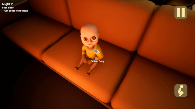 Bạn vào vai bảo mẫu và chăm sóc một đứa bé kỳ lạ trong game The Baby In Yellow 