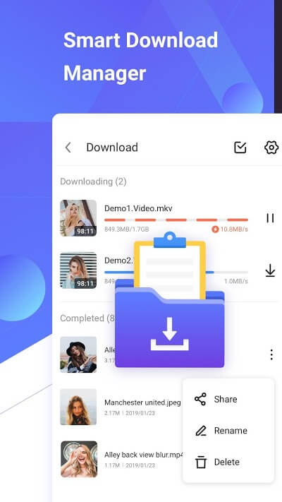Trình download của Apus Browser