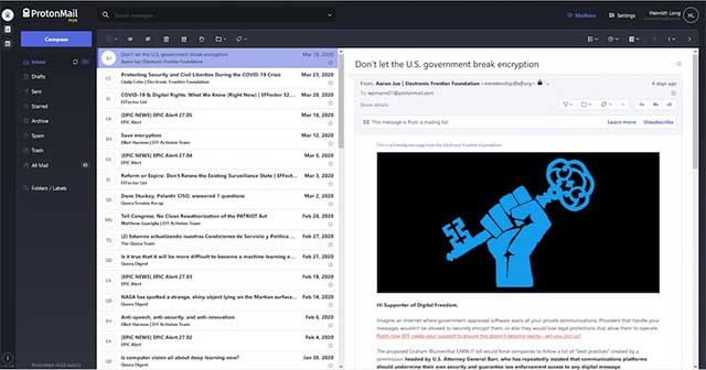 ProtonMail là dịch vụ email nổi tiếng về bảo mật