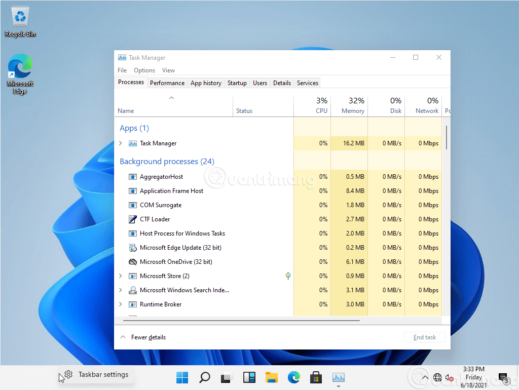 TaskManager của Windows 11