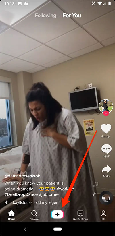 Chạm vào ký hiệu dấu "+"